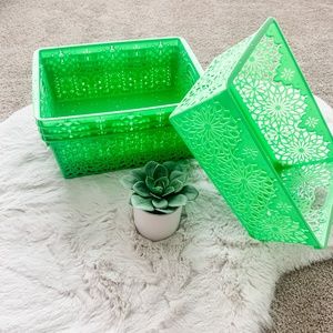 NWOT Lime Green Organizational Storage Bins- Set of 5